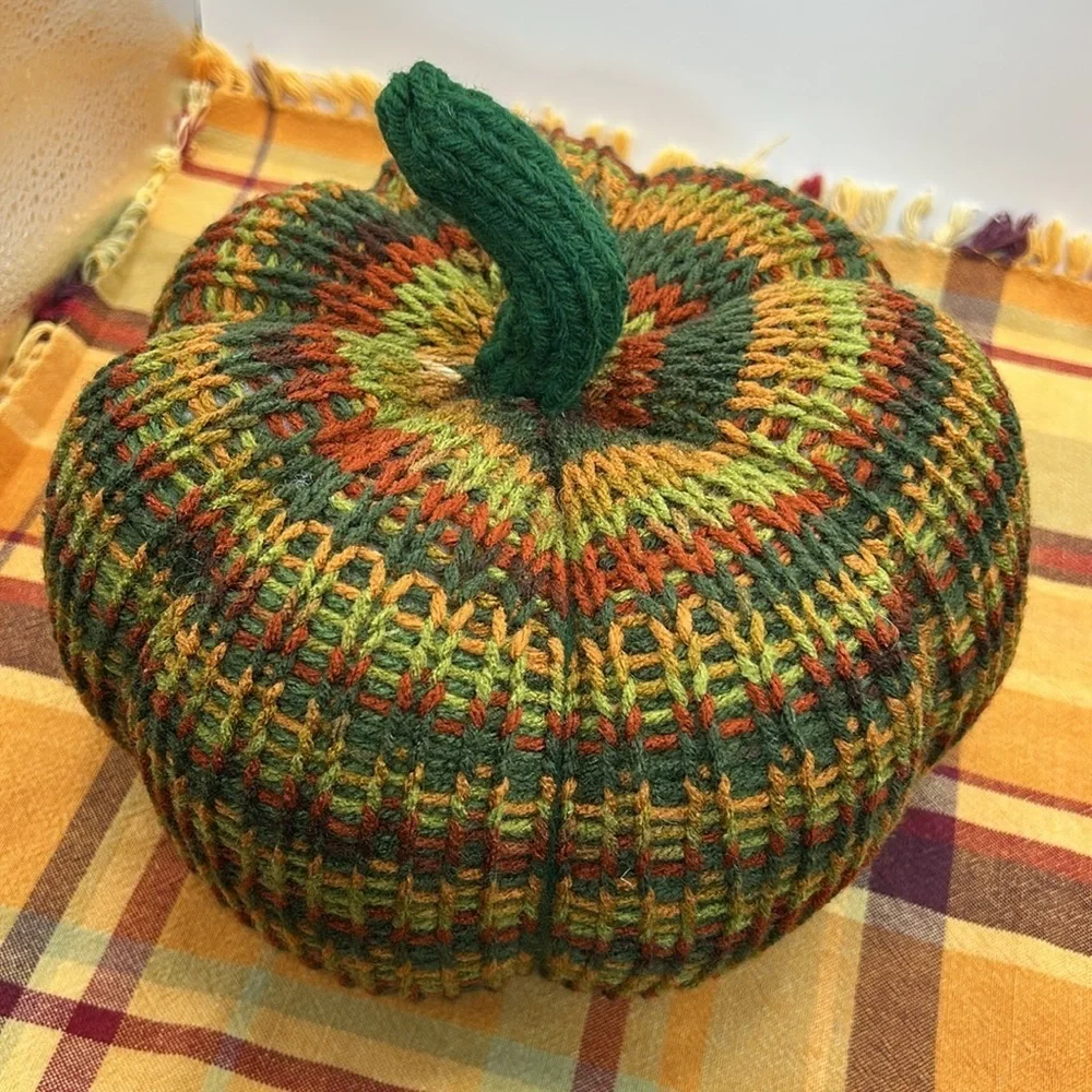 Multicolor Handmade Knit Pumpkin Decor
